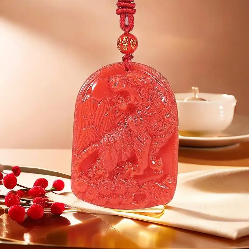 Jewelry Making Jewelry - Red Jade Tiger Pendant Pendants Real