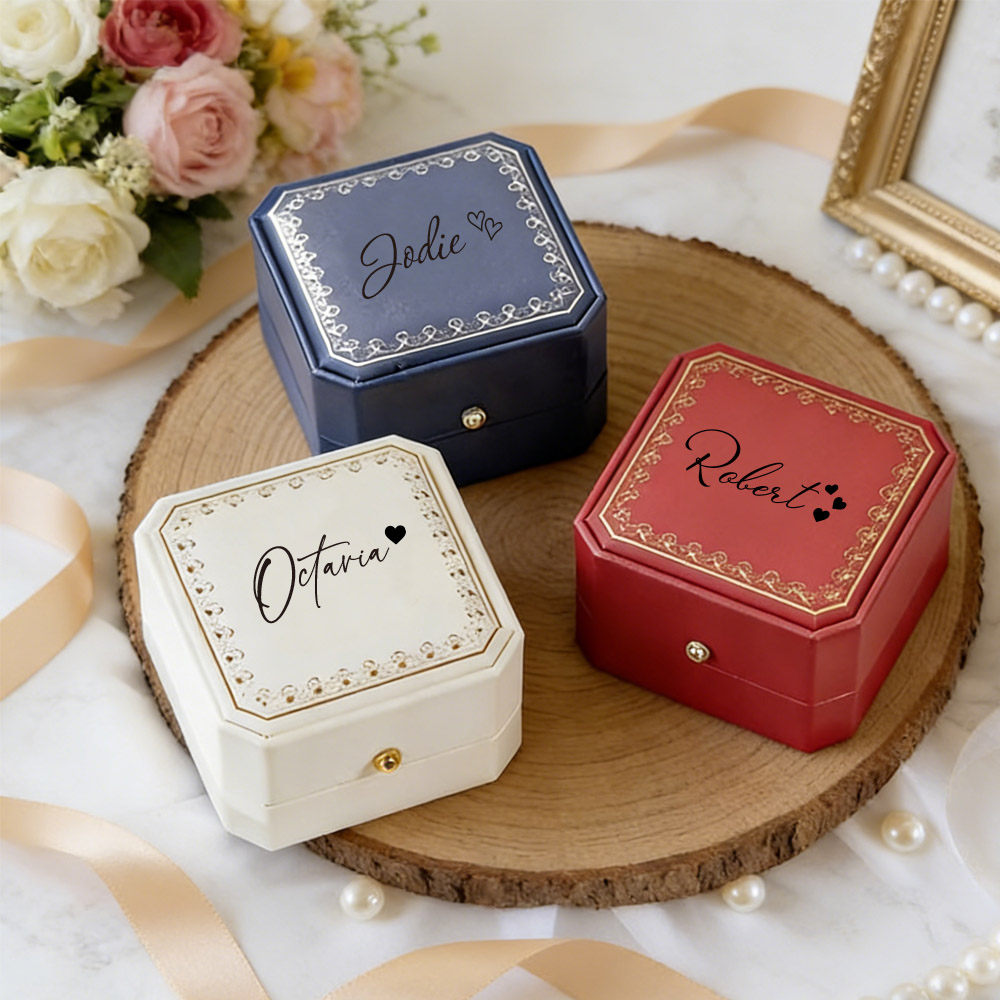 Jewelry Making Box - Personalized Faux Leather Ring Box Velvet