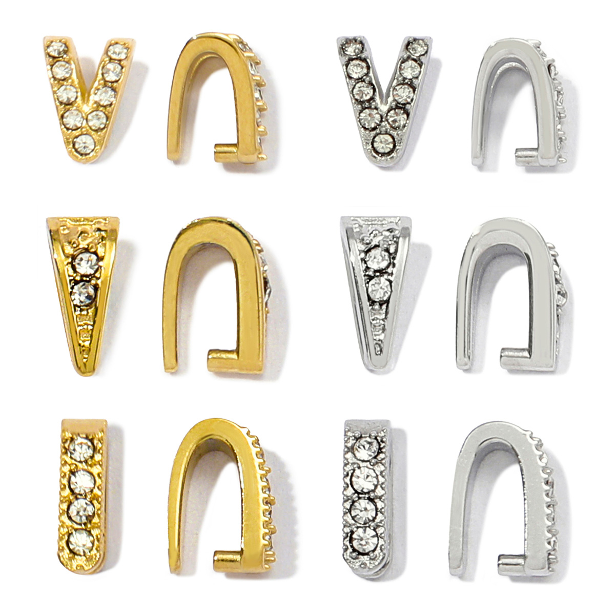 Jewelry Making Material - 5Pcs/Lot Stainless Steel Clips Clasps Rhinestone