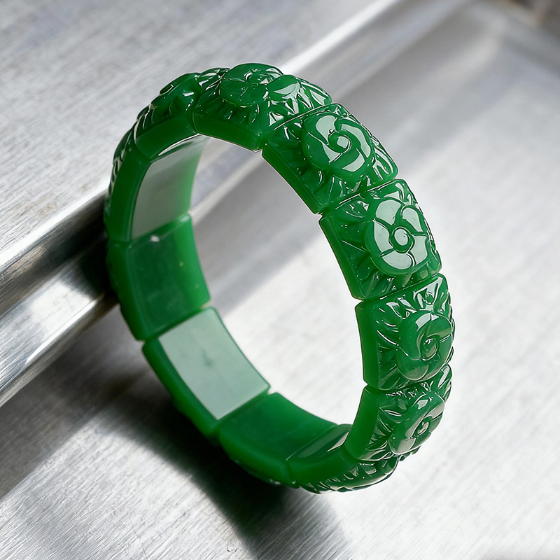 Jewelry Making Jewelry - Real Jade Flower Bracelet Bangle Designer