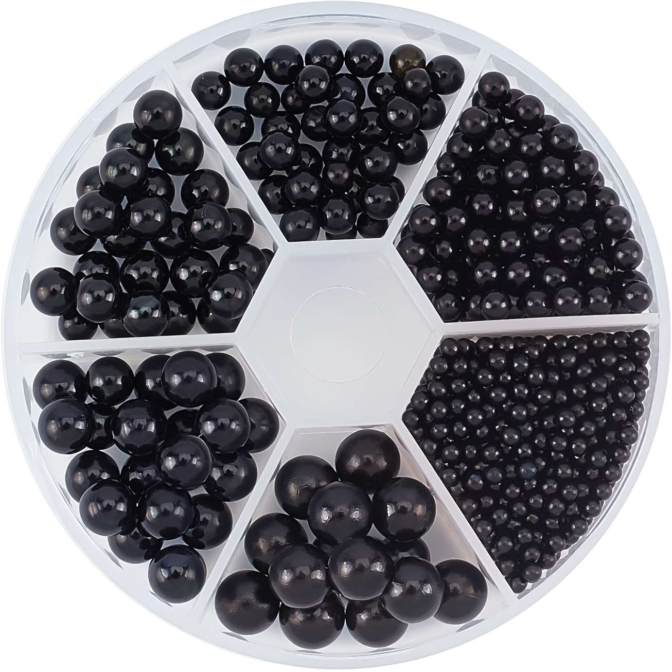 Jewelry Making Box - 1100pcs 3/4/5/6/7/8mm black round bead perforated