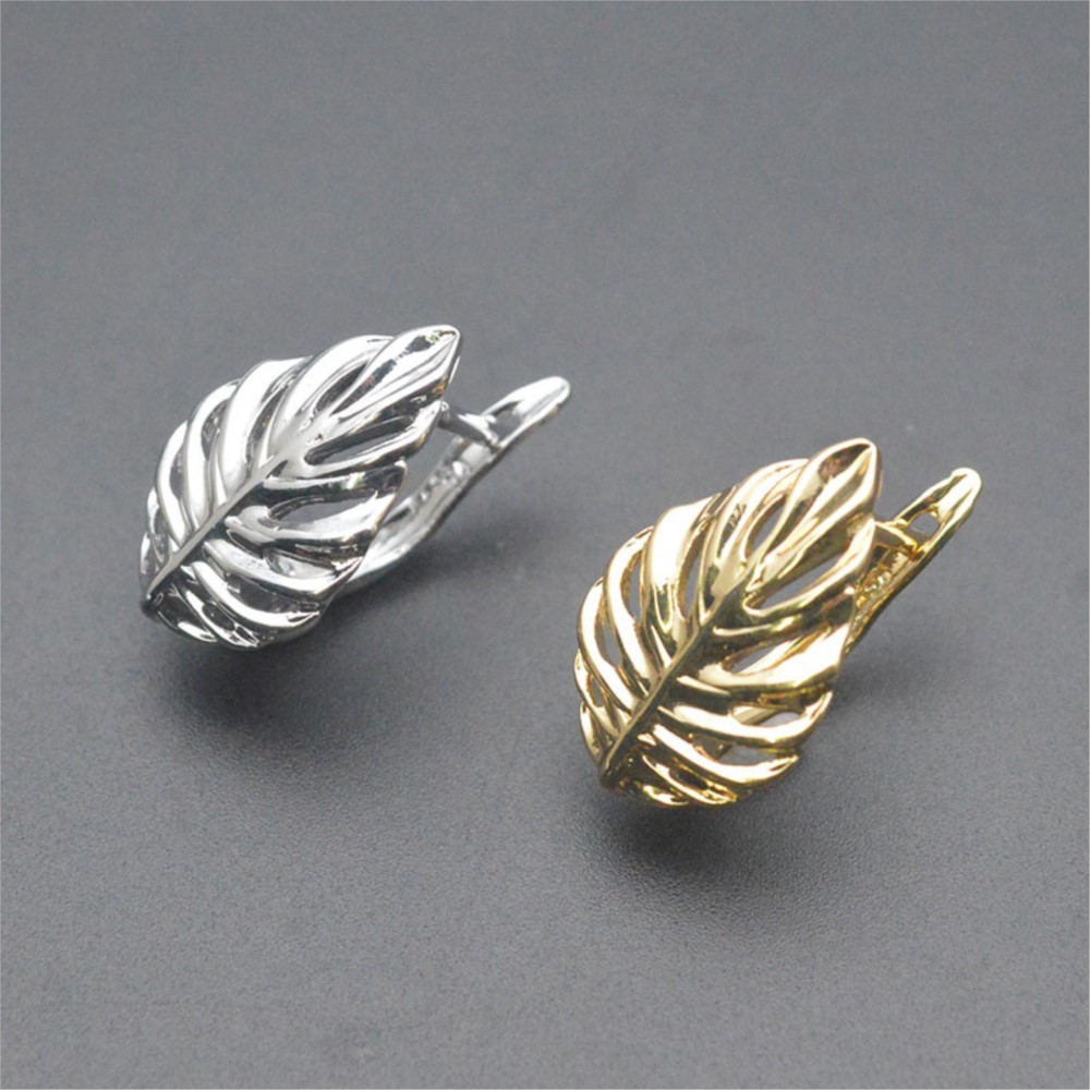 Jewelry Making Earrings - 1/2Pcs 18K Gold Plated Brass Leaf