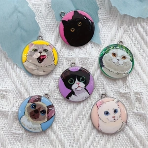 10pcs cartoon animal cat ename - Jewelry Making Earrings 评论和价格