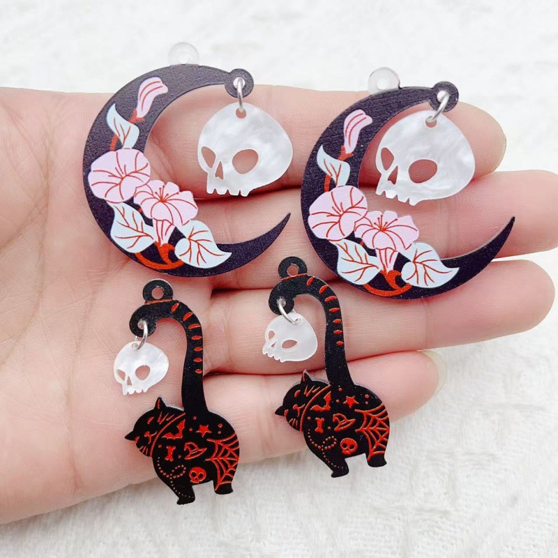 10pcs Halloween Acrylic Ghost  - Jewelry Making Earrings 评论和价格