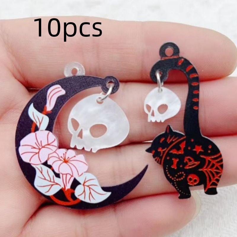 10pcs Halloween Acrylic Ghost  - Jewelry Making Earrings 评论和价格