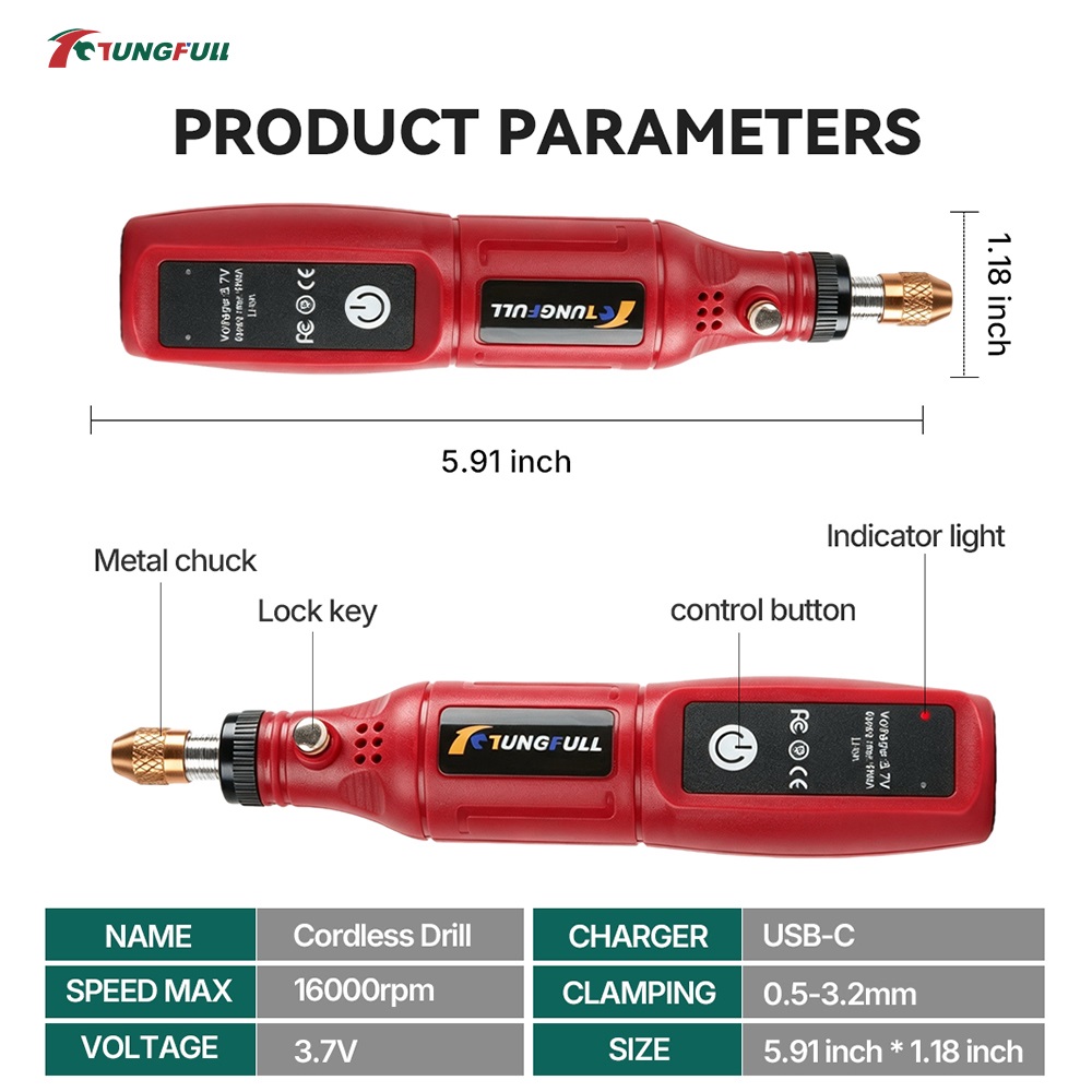 TUNGFULL 3.7V Cordless Rotary  - Jewelry Making Drill 评论和价格