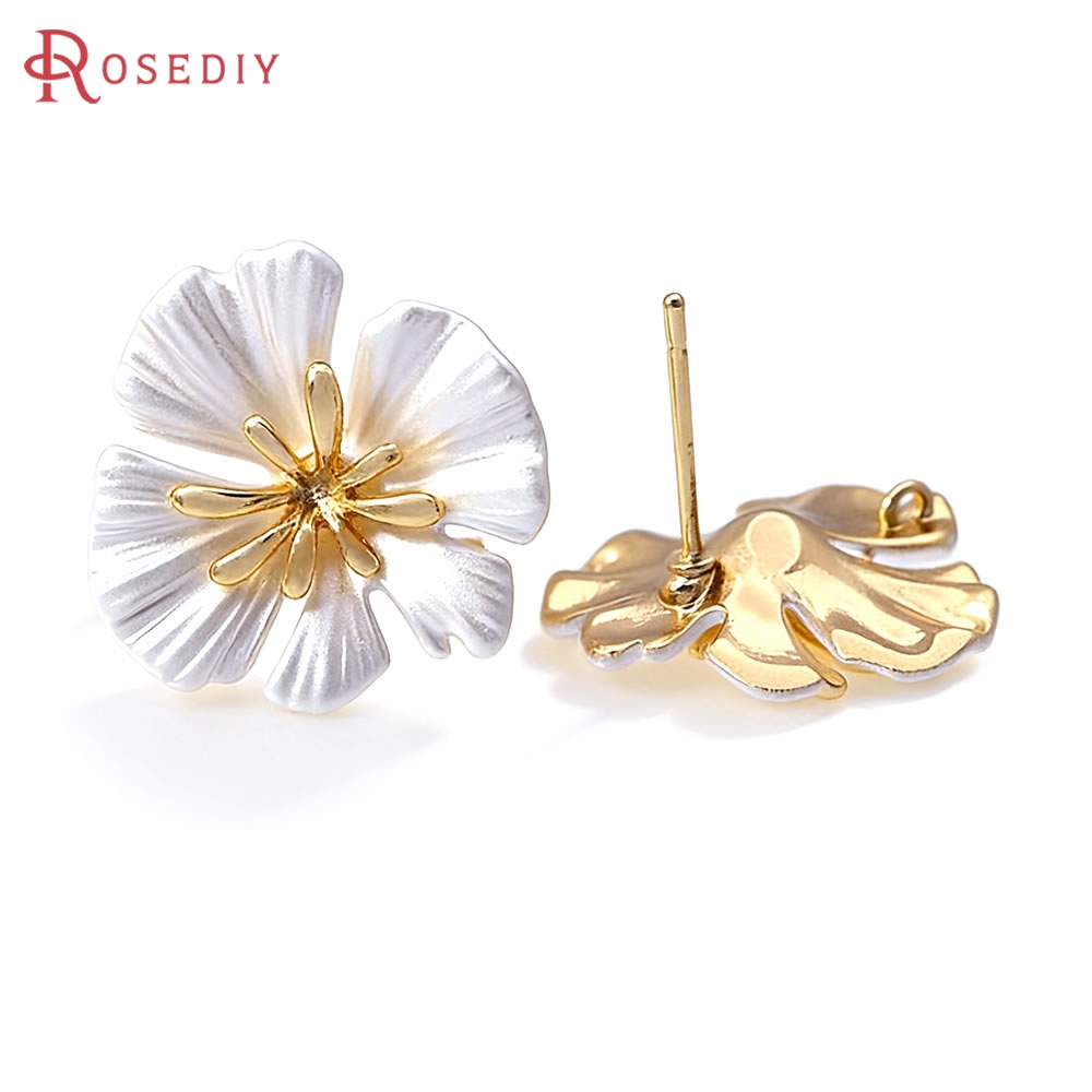 18K Gold Color Brass Flower St - Jewelry Making Earrings 评论和价格