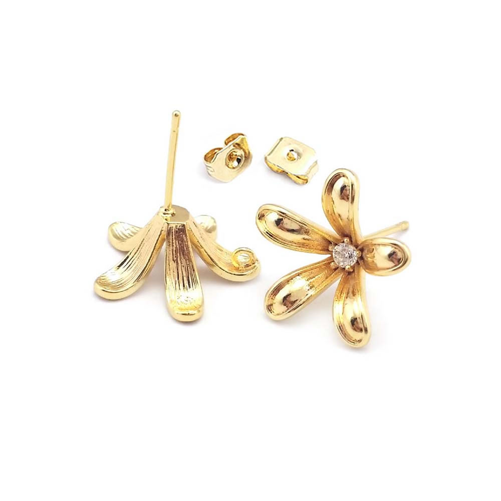 18K Gold Color Brass Flower St - Jewelry Making Earrings 评论和价格