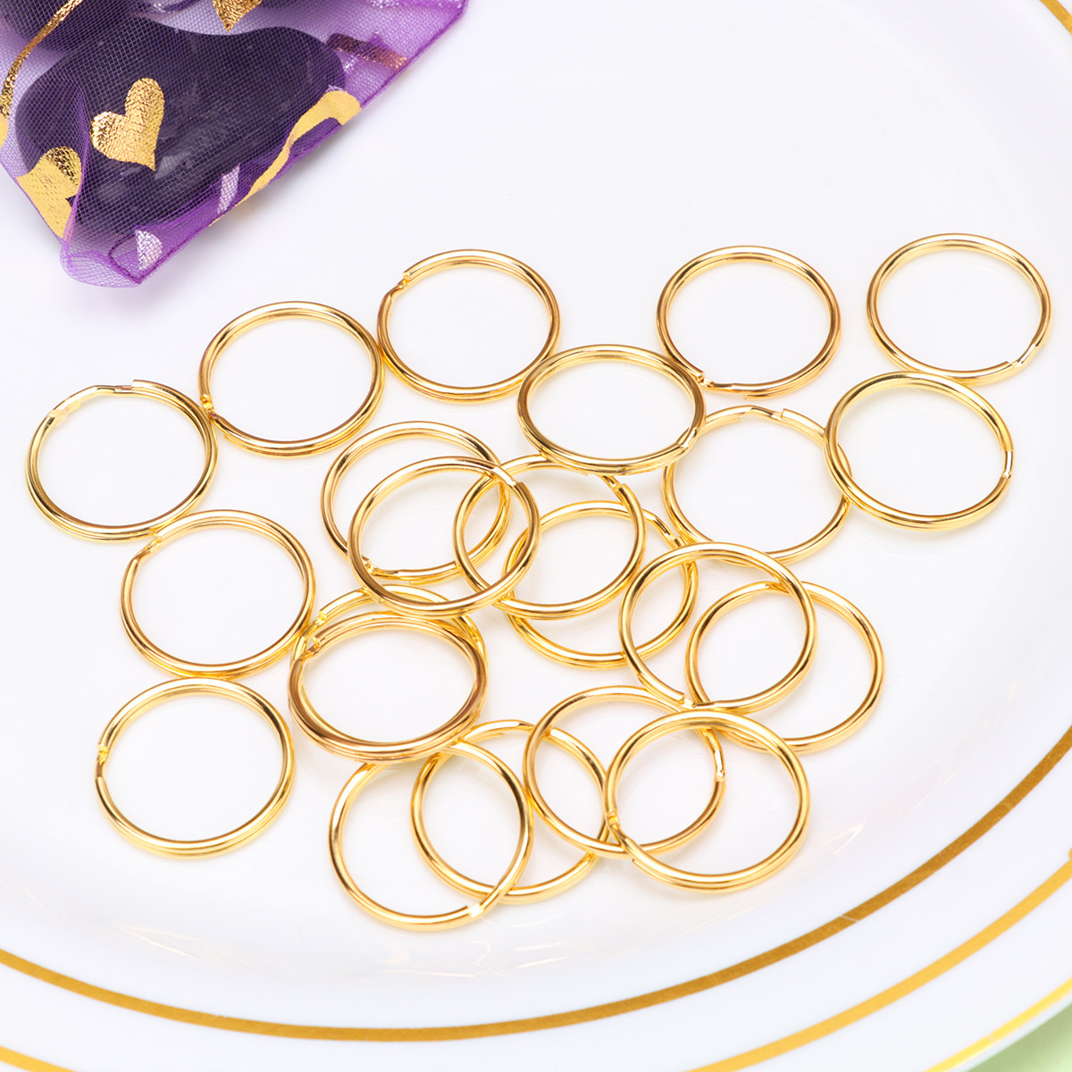 100Pcs Golden Key Chain Rings  - Jewelry Making Chain 评论和价格