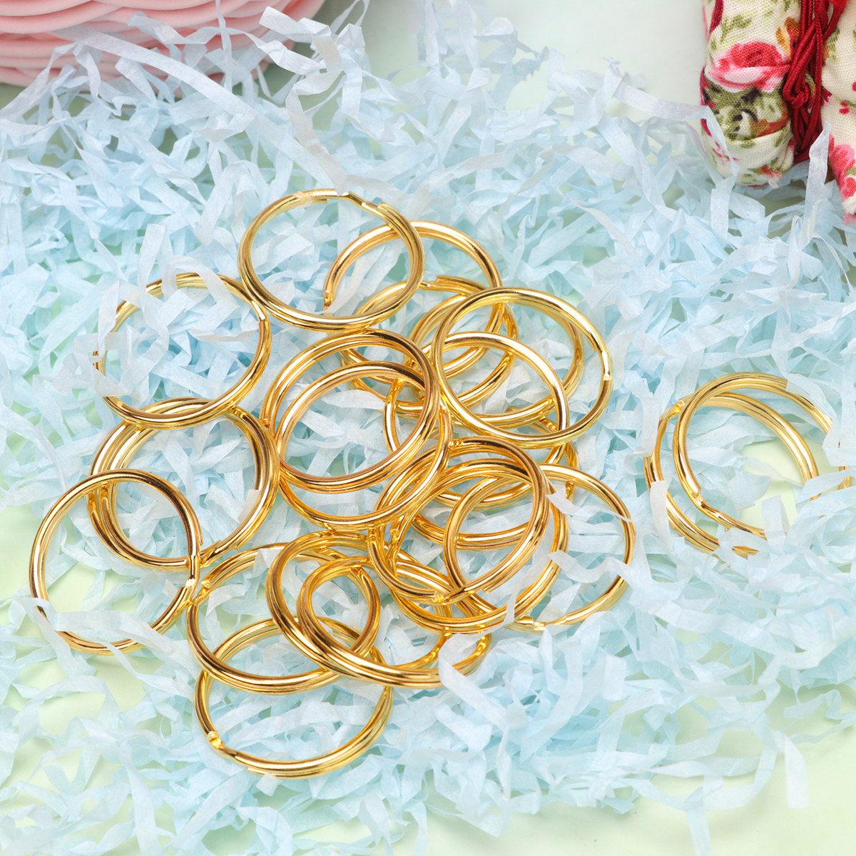 100Pcs Golden Key Chain Rings  - Jewelry Making Chain 评论和价格