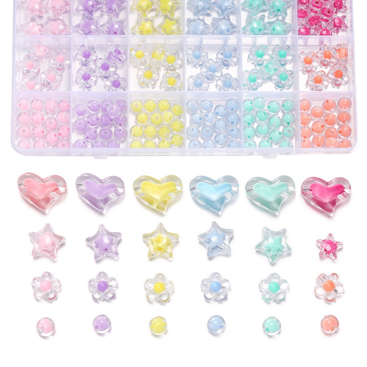 174pcs/Box Heart Acrylic Beads - Jewelry Making Online 评论和价格