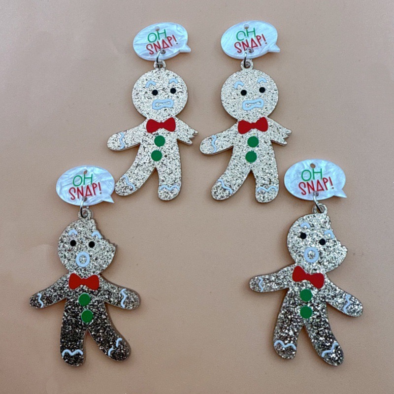 10pcs Cute Christmas Gingerbre - Jewelry Making Earrings 评论和价格