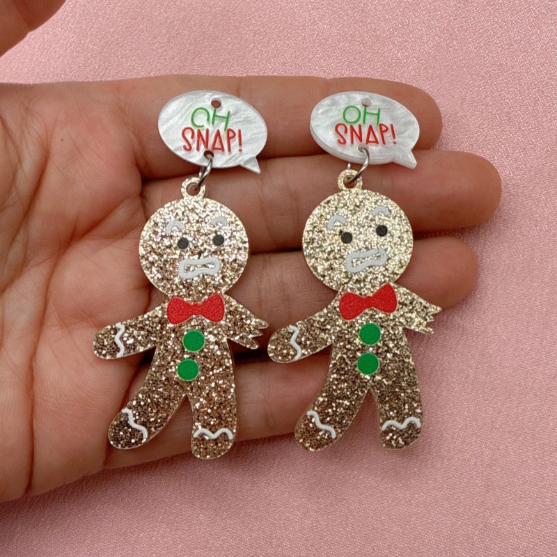 10pcs Cute Christmas Gingerbre - Jewelry Making Earrings 评论和价格