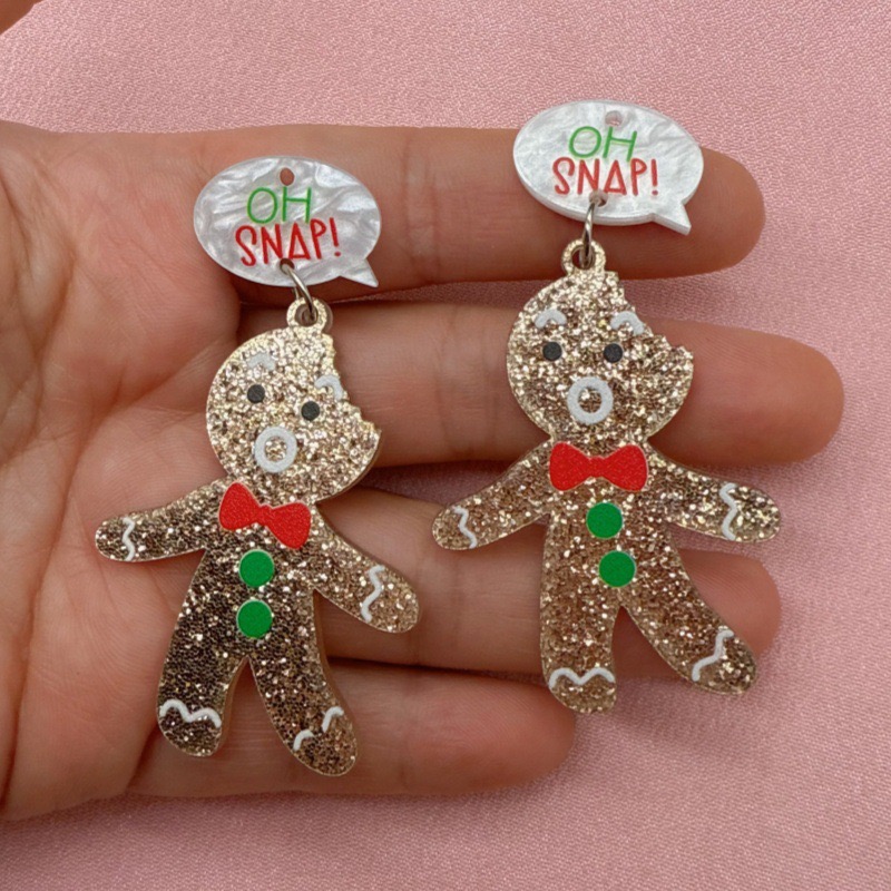 10pcs Cute Christmas Gingerbre - Jewelry Making Earrings 评论和价格