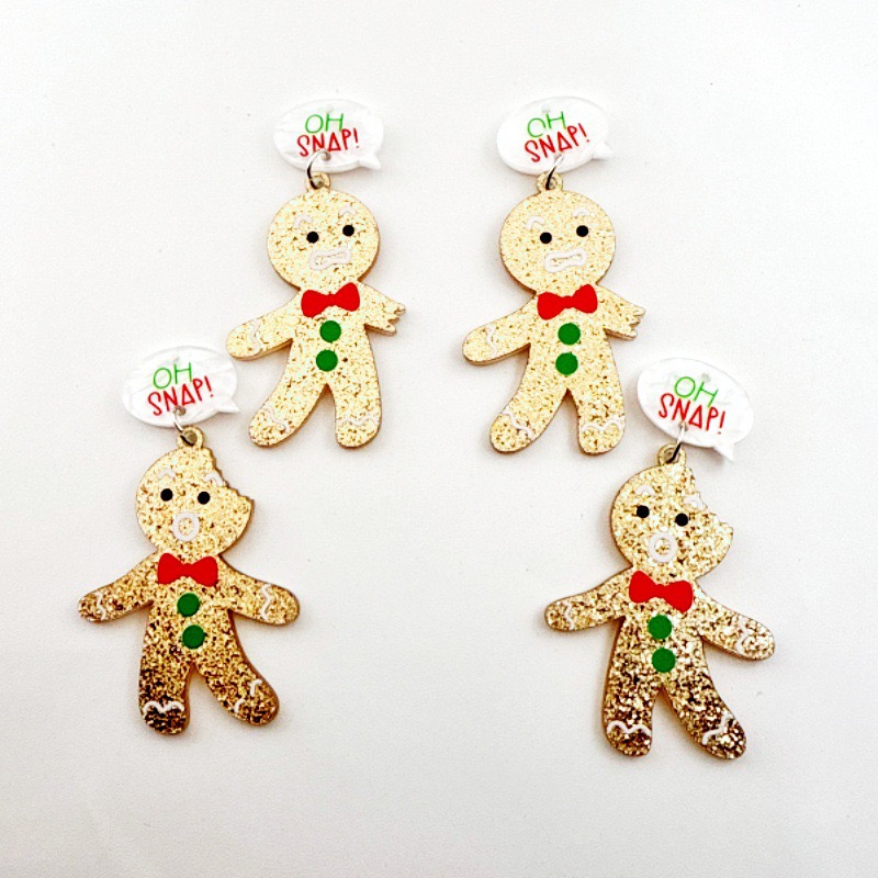 10pcs Cute Christmas Gingerbre - Jewelry Making Earrings 评论和价格