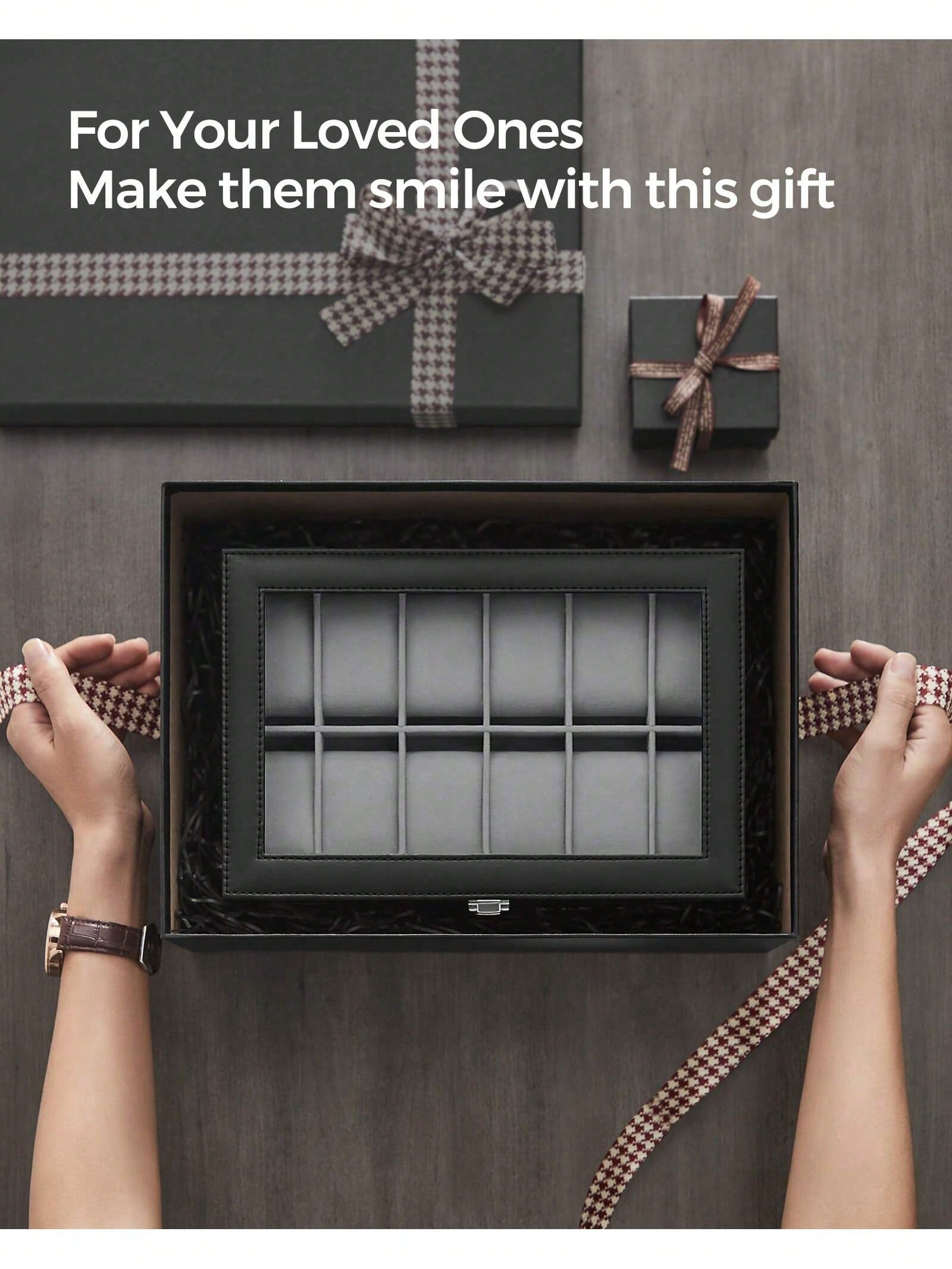 12-Slot Lockable Watch Box wit - Jewelry Making Box 评论和价格