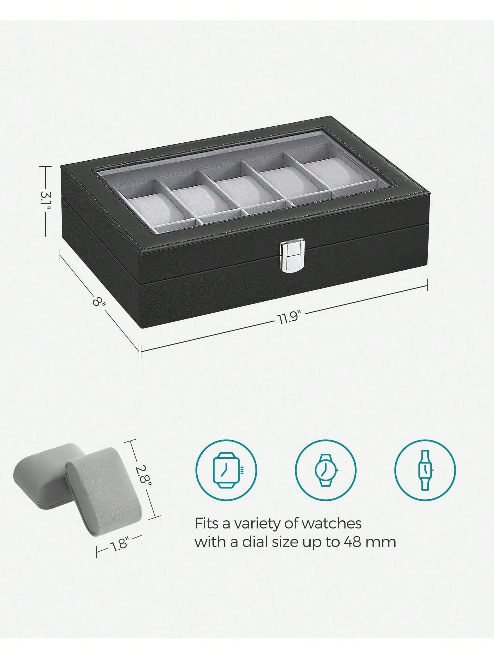 12-Slot Lockable Watch Box wit - Jewelry Making Box 评论和价格