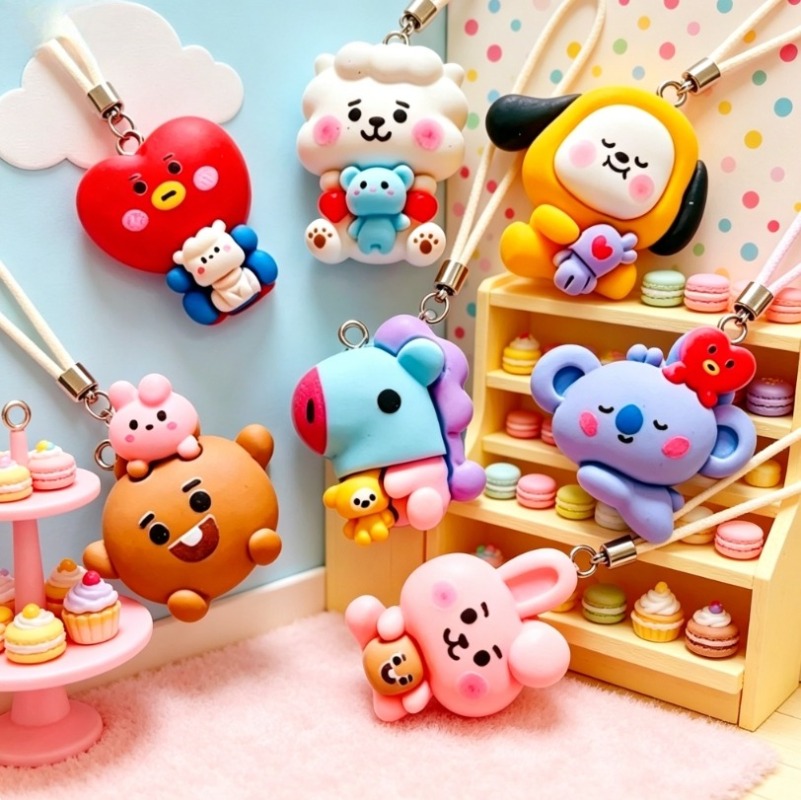7pcs BT21 Resin Cartoon Charm  - Jewelry Making Earrings 评论和价格