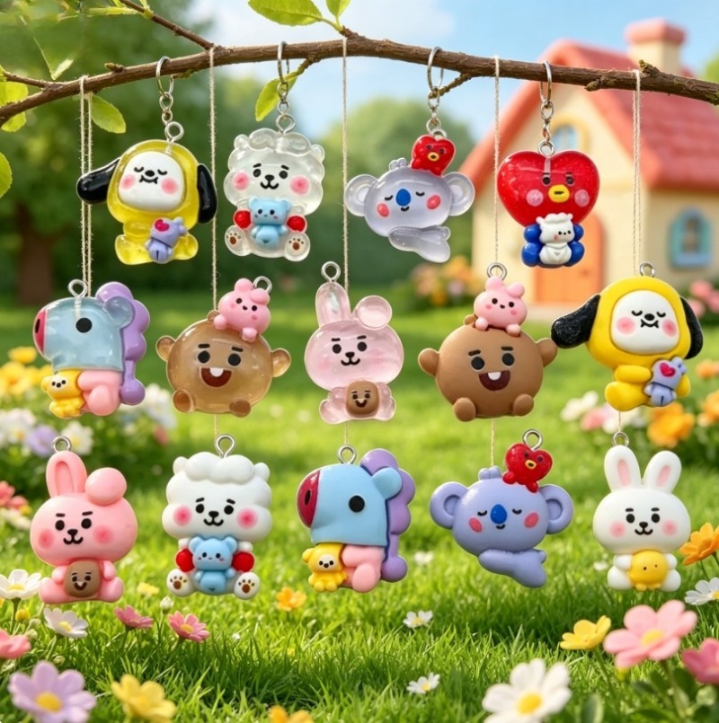 7pcs BT21 Resin Cartoon Charm  - Jewelry Making Earrings 评论和价格