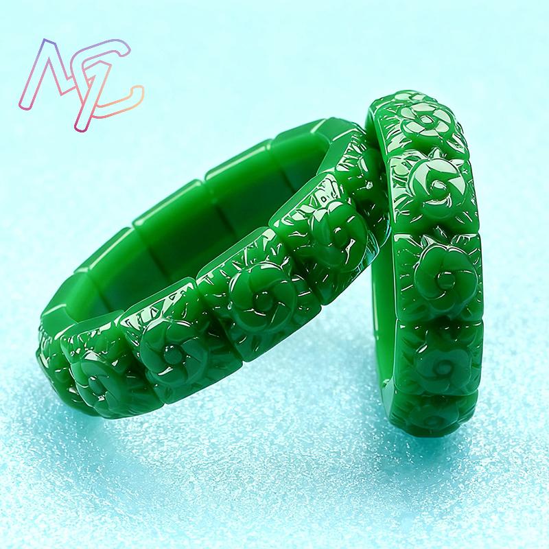 Real Jade Flower Bracelet Bang - Jewelry Making Jewelry 评论和价格