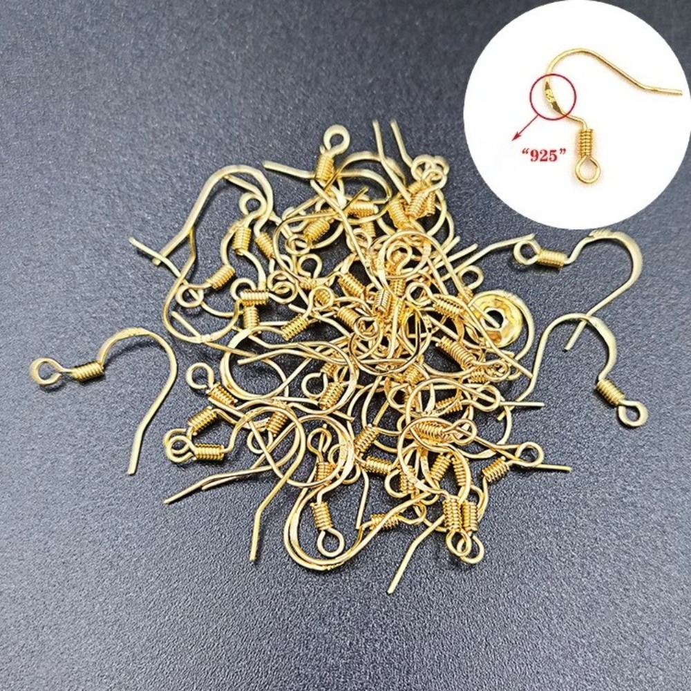 Gold Plated Earring Hooks 100P - Jewelry Making Earrings 评论和价格