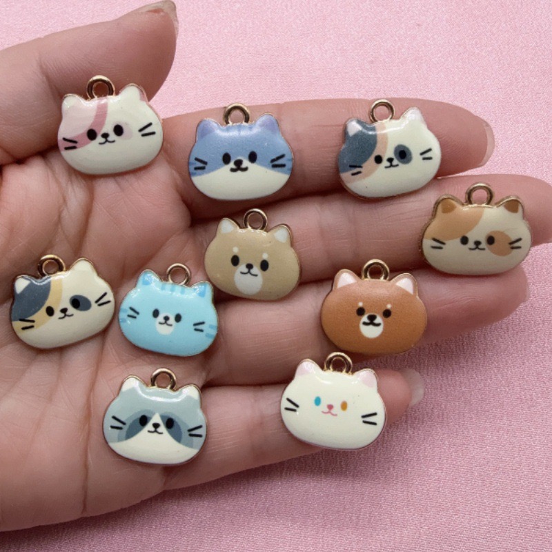 12pcs Printed Cat Head Alloy D - Jewelry Making Earrings 评论和价格